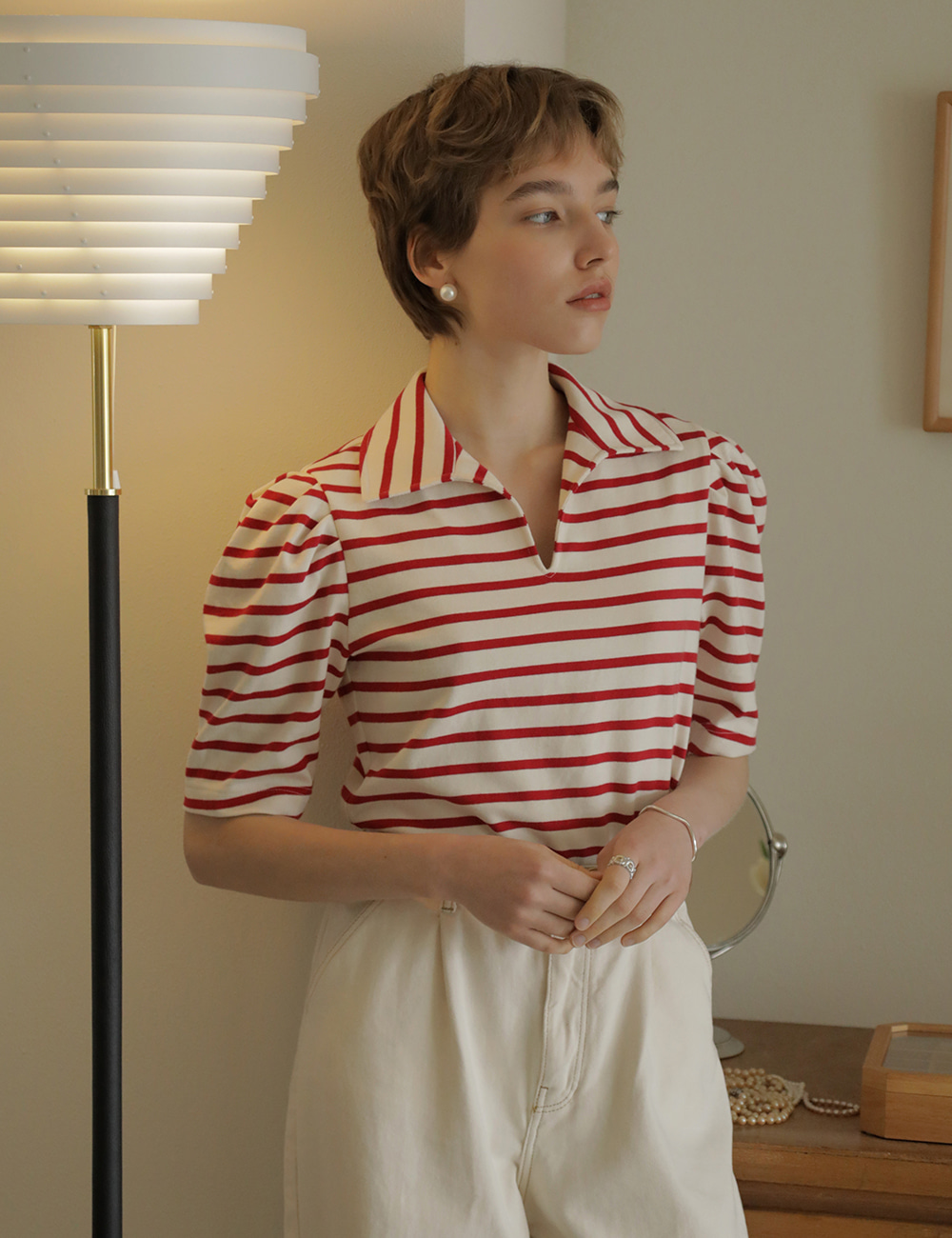 Deauville Stripe Polo Shirt_Vintage Red (1차 리오더)