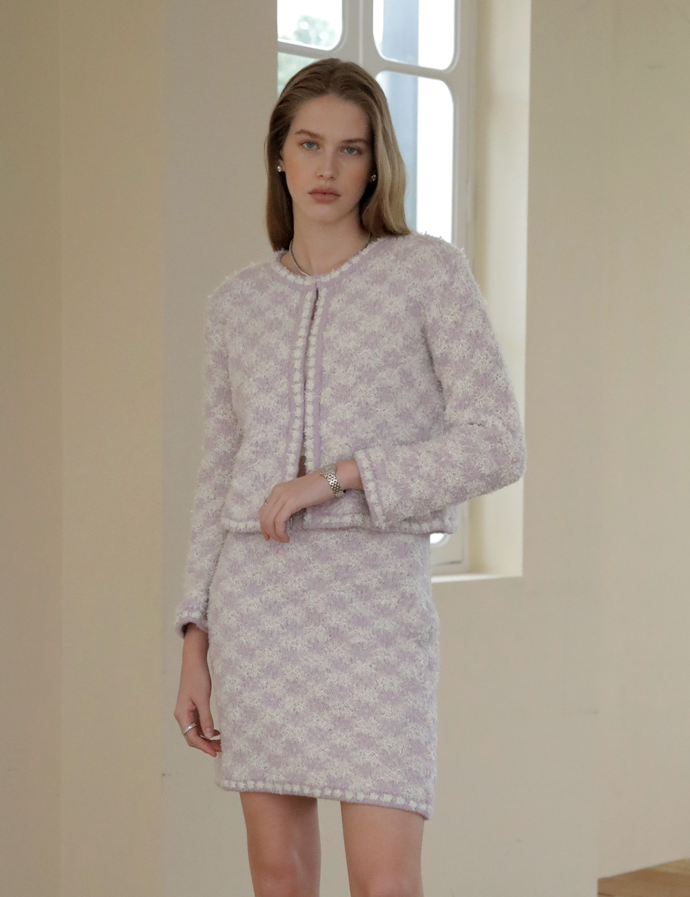 Helen Knit Tweed Jacket (Lavender)